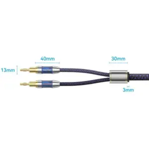 Кабель HiFi Audio Speaker Cable 10.0м,Banana 2xM/M,4N OFC Silver, Gold-Plated,TPE + обплетення,Vention (BLBLL) UA