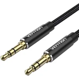 Кабель AUX Audio TRS M/M, 1.0м, чорний, обплетення, Vention (BAWBF) UA