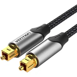 Кабель Audio оптичний Toslink M/M - S/PDIF, 1м, Dolby Digital 5.1, обплетення, сірий Vention (BAVHF) UA