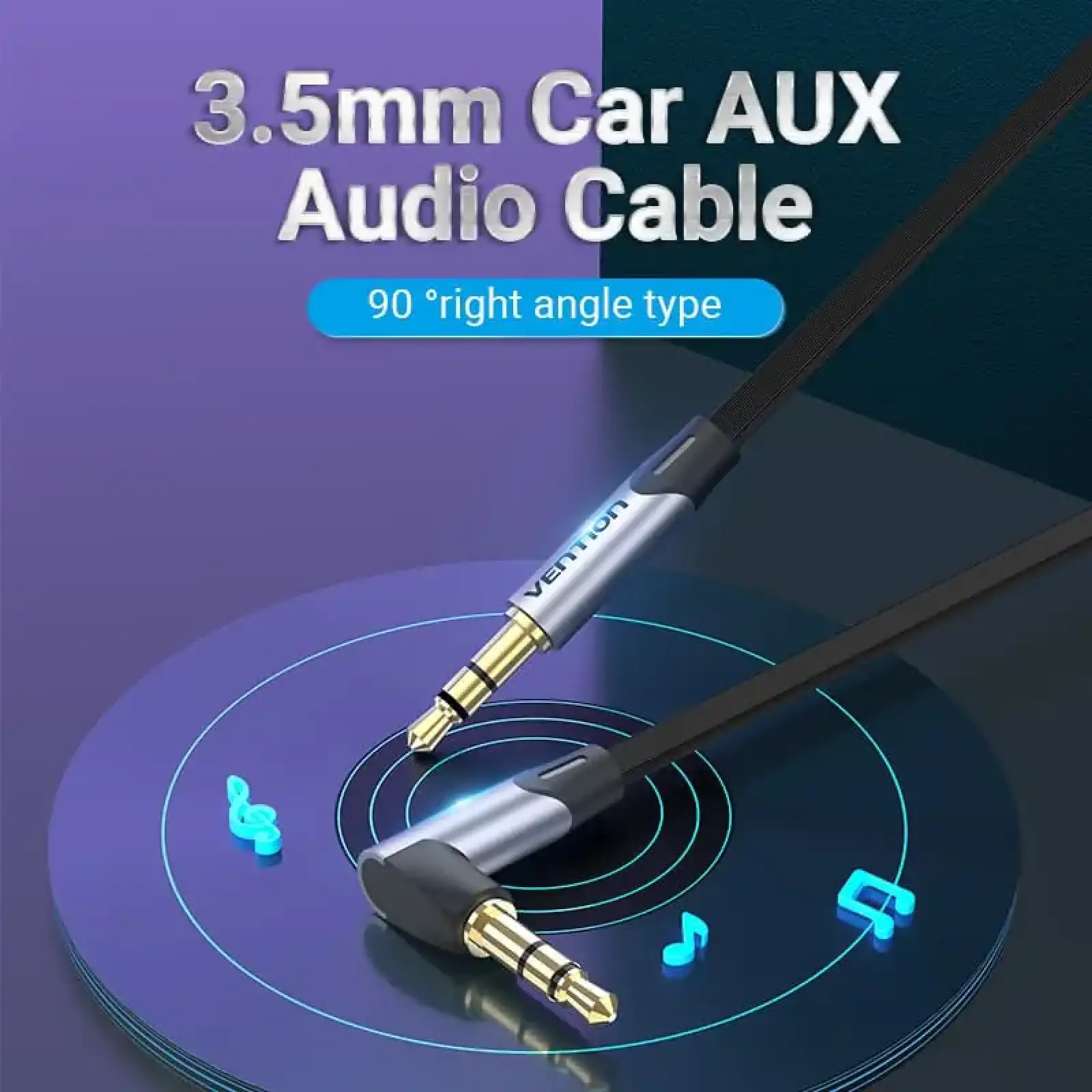 Кабель AUX Audio TRS M/M, кут 90°, 1.0м сірий, Aluminum Alloy Vention (BANHF) UA