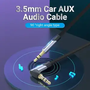 Кабель AUX Audio TRS M/M, кут 90°, 1.0м сірий, Aluminum Alloy Vention (BANHF) UA
