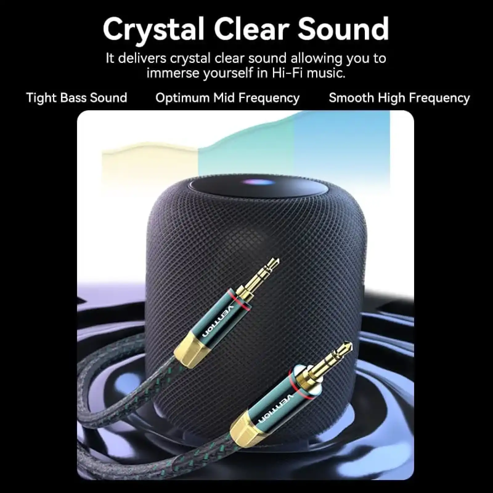 Кабель AUX Audio TRS M/M, 1.5м, Silver-plated, Zinc alloy, обплетення, зелений, Vention (BAYGG) UA