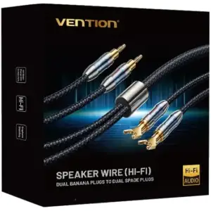 Кабель HiFi Audio Speaker Cable 1.5м,Banana-Spade 2xM/M,4N OFC Silver, Gold-Plated,TPE + обплетення,Vention (BLCLG) UA