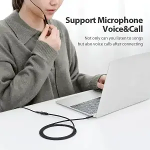 Кабель AUX Audio TRS M/F 2.0м Gold-Plated, нейлонове обплетення, чорний Vention (BHBBH) UA