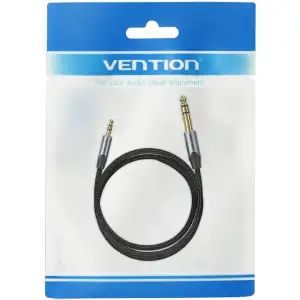 Кабель AUX Audio TRS M-M 3.5мм-6,35мм, 3.0м, сірий, Aluminum Alloy, Vention (BAUHI) UA