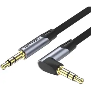 Кабель AUX Audio TRS M/M, кут 90°, 5.0м, сірий, Aluminum Alloy Vention (BANHJ) UA