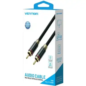 Кабель AUX coaxial HiFi RCA M/M 2.0м OFC Silver, Zinc alloy, зелений, Vention (BCTGH) UA