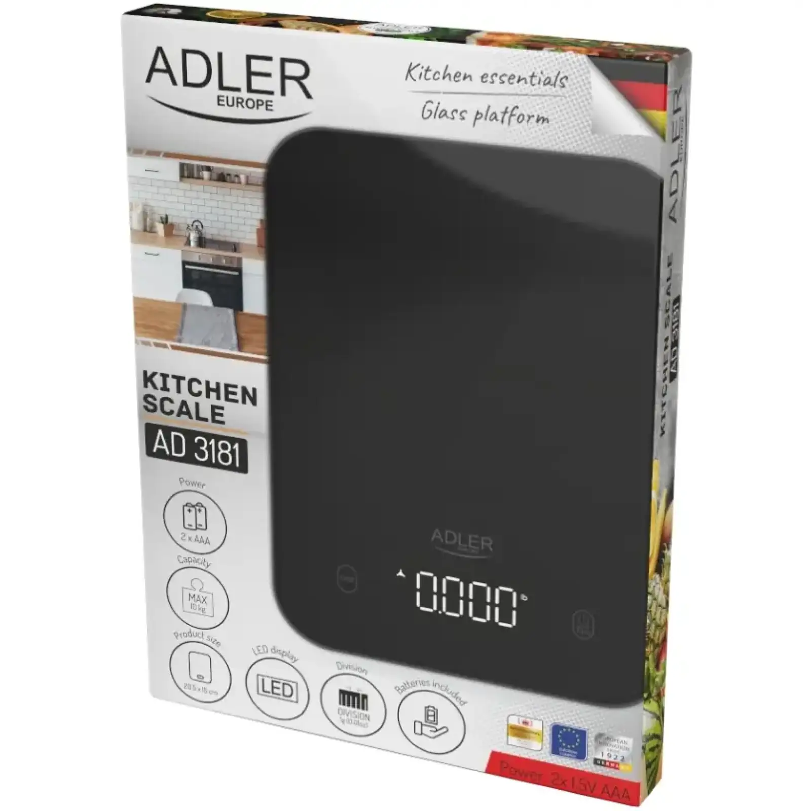 Весы кухонные Adler AD 3181 black (AD3181B) UA