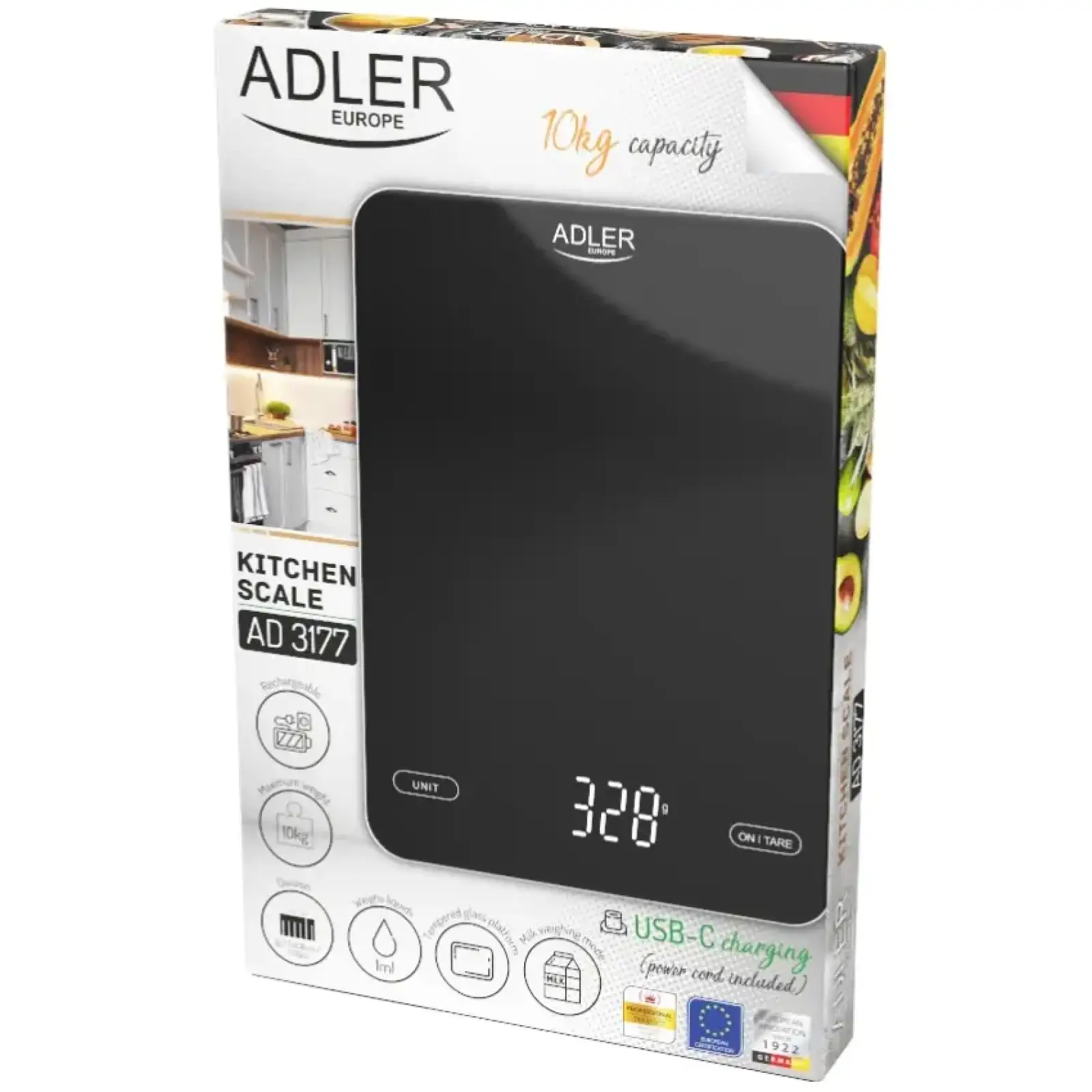 Ваги кухонні Adler AD 3177 black (AD3177B) UA