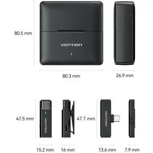 Микрофонная радиосистема Vention USB-C 2-Pack Wireless Lavalier with Charging Case (NCAB0) UA