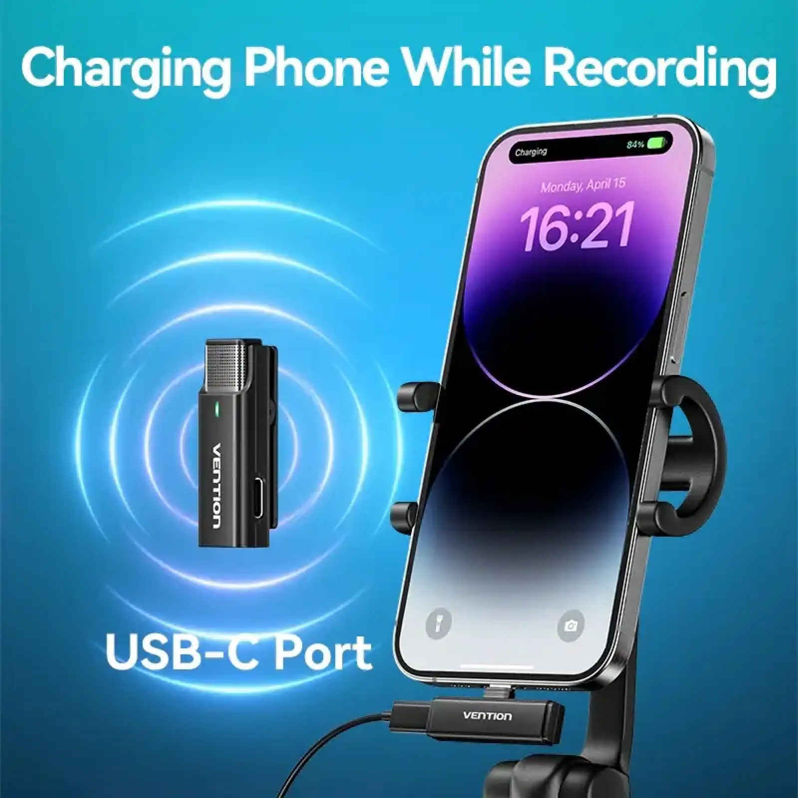 Микрофонная радиосистема Vention USB-C 2-Pack Wireless Lavalier with Charging Case (NCAB0) UA