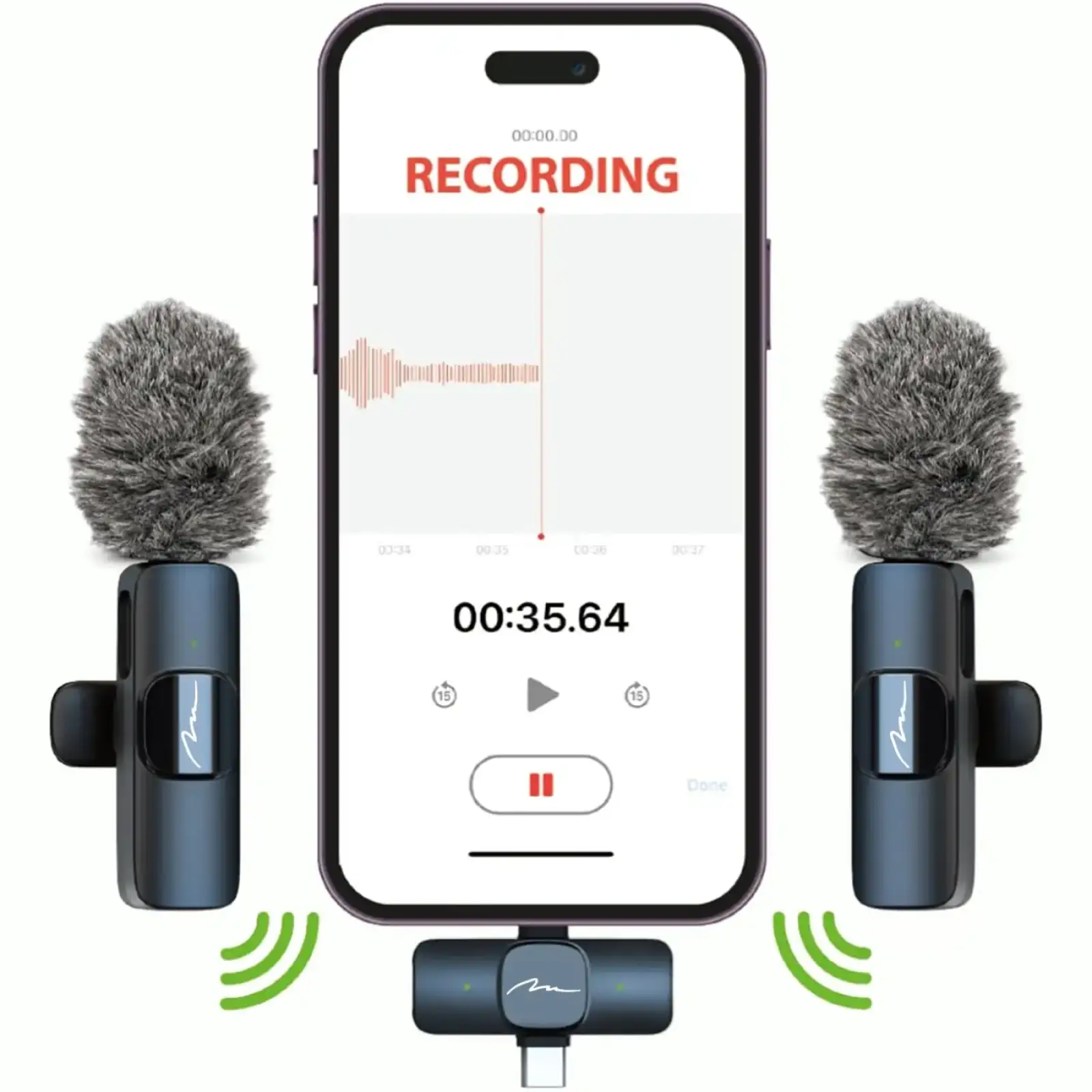 Бездротовий петличний мікрофон Media-Tech USB-C/Lightning 2-Pack Micro-Mic Duo MT416 Black UA