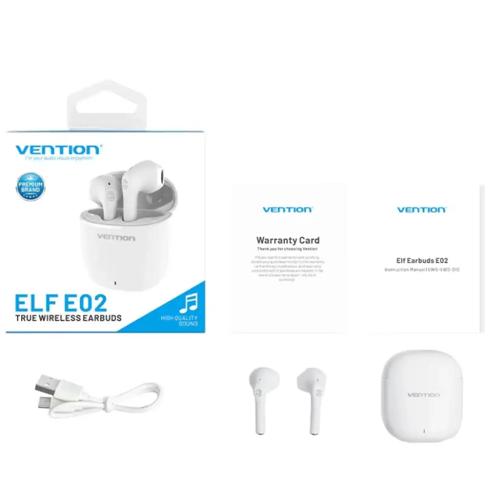 Навушники TWS Vention Elf Earbuds E02 White (NBGW0) UA