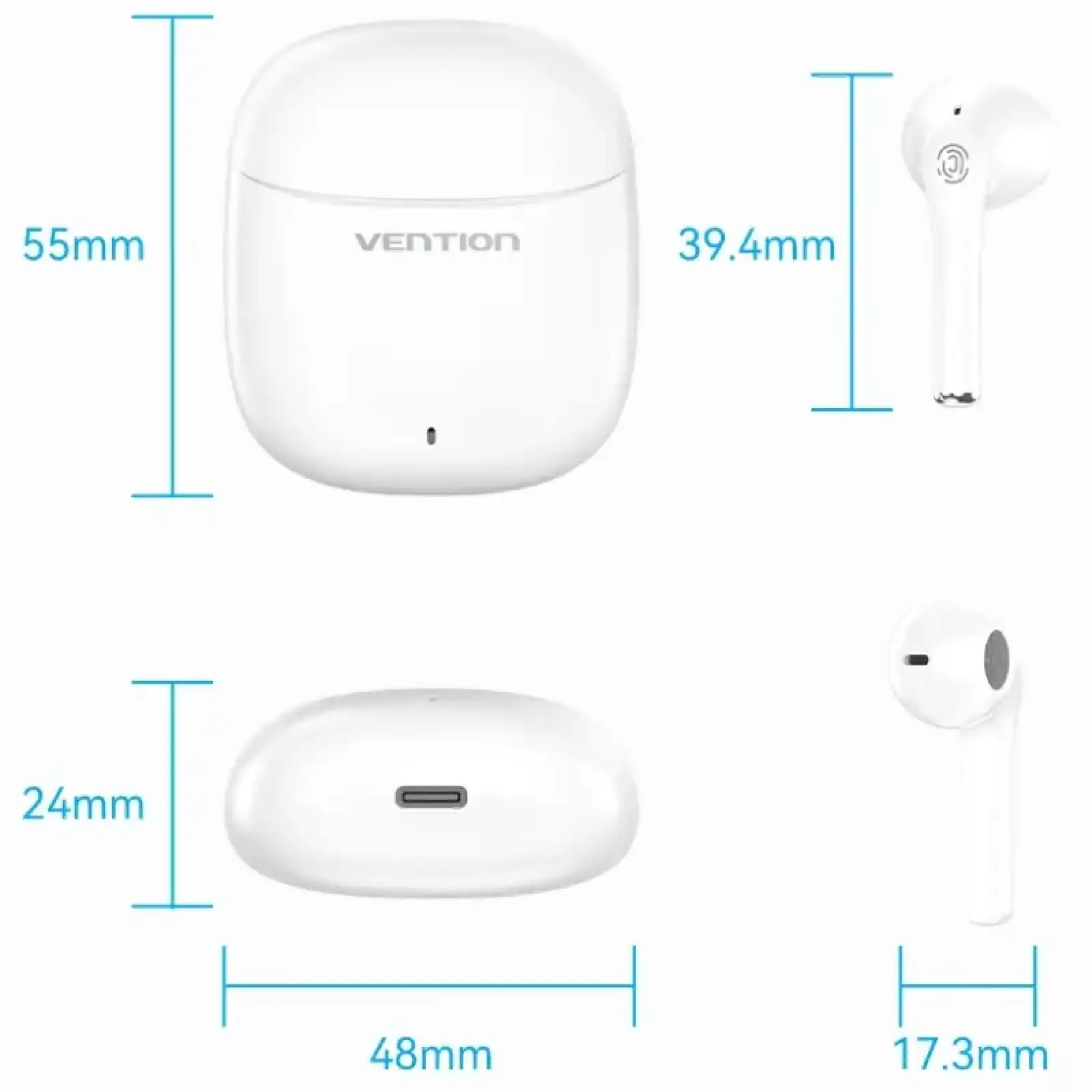 Навушники TWS Vention Elf Earbuds E02 White (NBGW0) UA