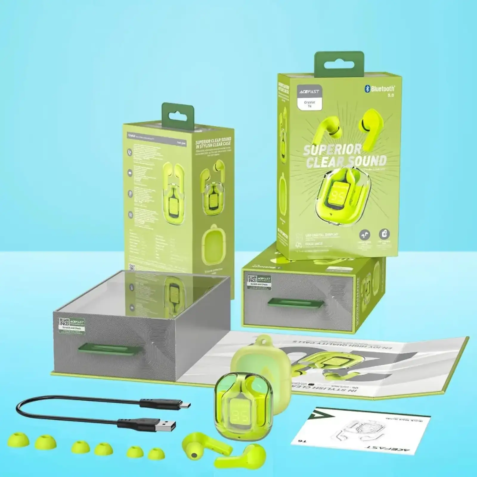 Навушники TWS Acefast T6 youth green (6974316281573) UA