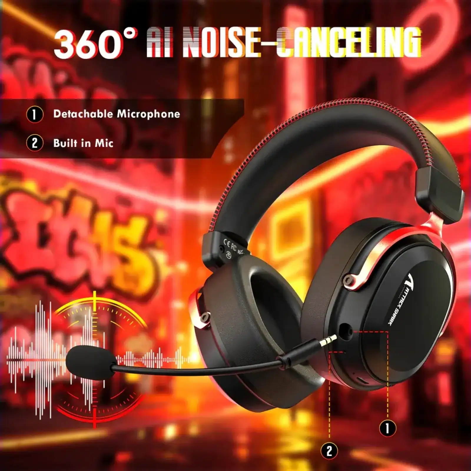Игровая гарнитура Attack Shark L30PRO Black and Red (L30PROBR_AS) UA