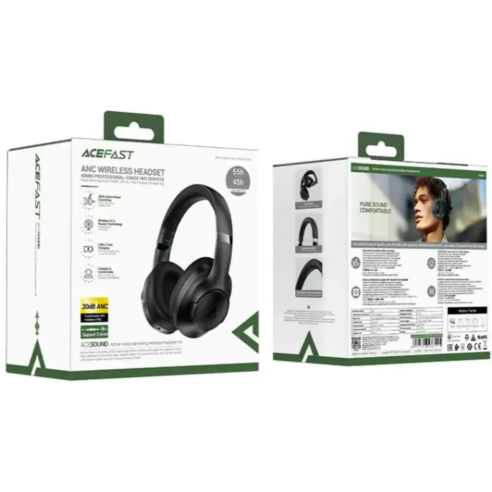 Гарнітура Acefast H4 ANC Black (6974316283515) UA