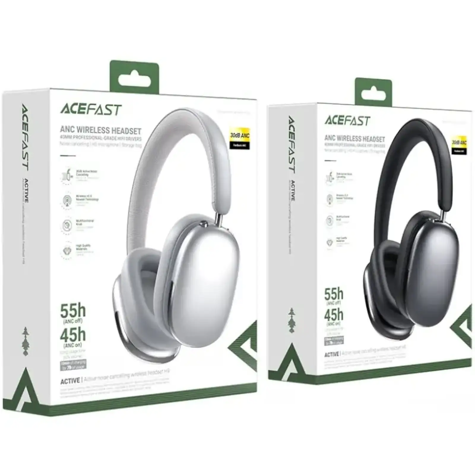 Гарнітура Acefast H9 ANC, Bluetooth, Silver (6974316284383) UA