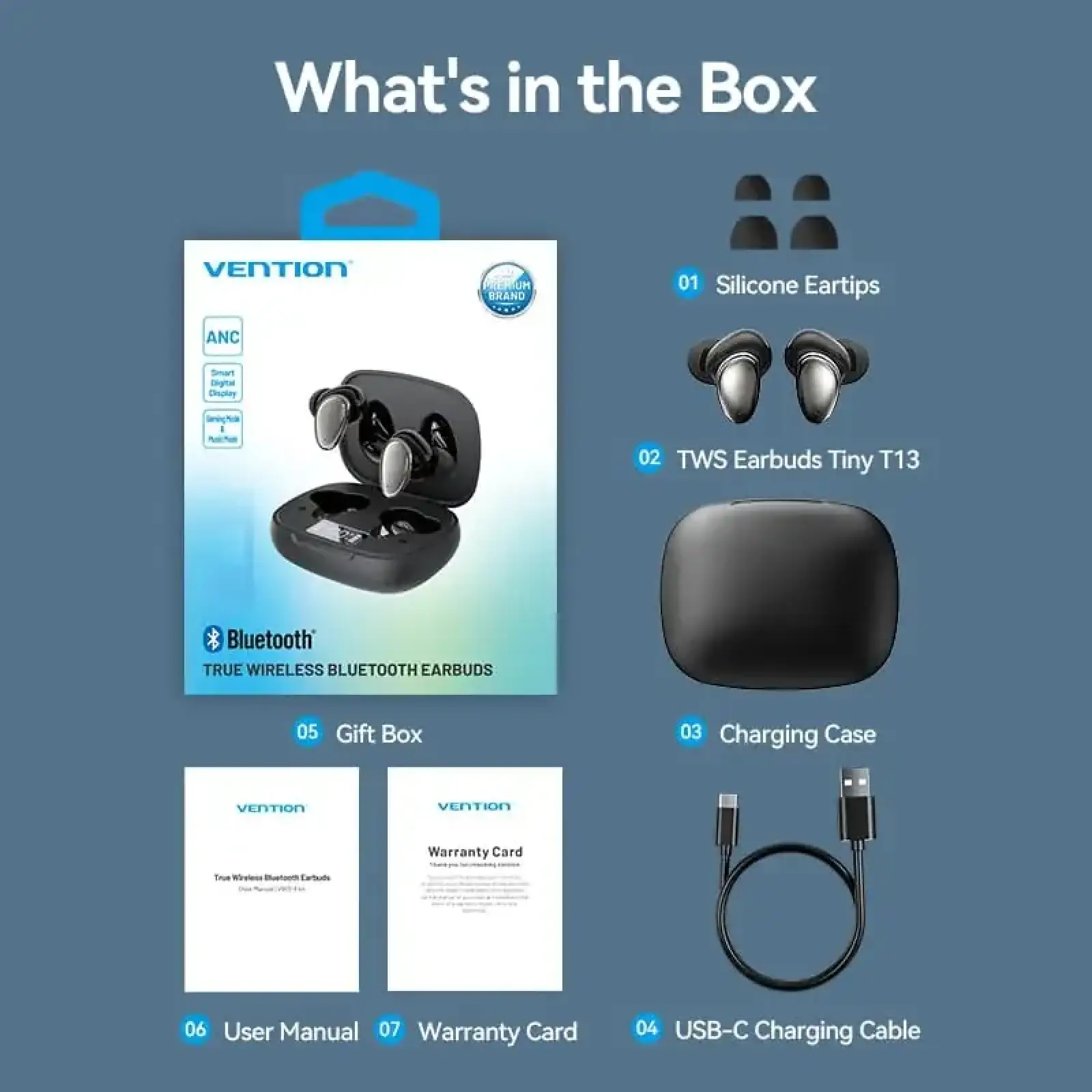 Навушники TWS Vention Tiny Earbuds T13 Black (NBNB0) UA