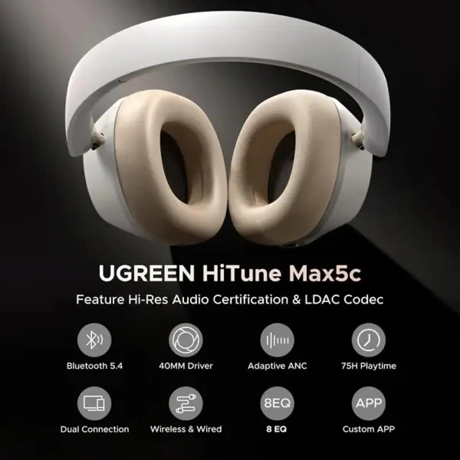 Навушники UGREEN HP203 HiTune Max5С Hybrid ANC White (35758) UA