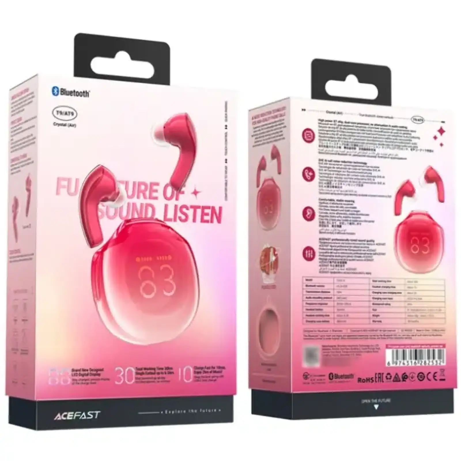 Навушники TWS Acefast T9 pomelo red (6974316282532) UA