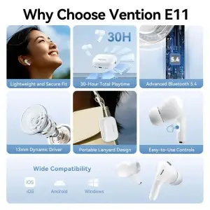 Навушники TWS Vention Elf Earbuds ECHO LITE E11 White (NBVW0) UA