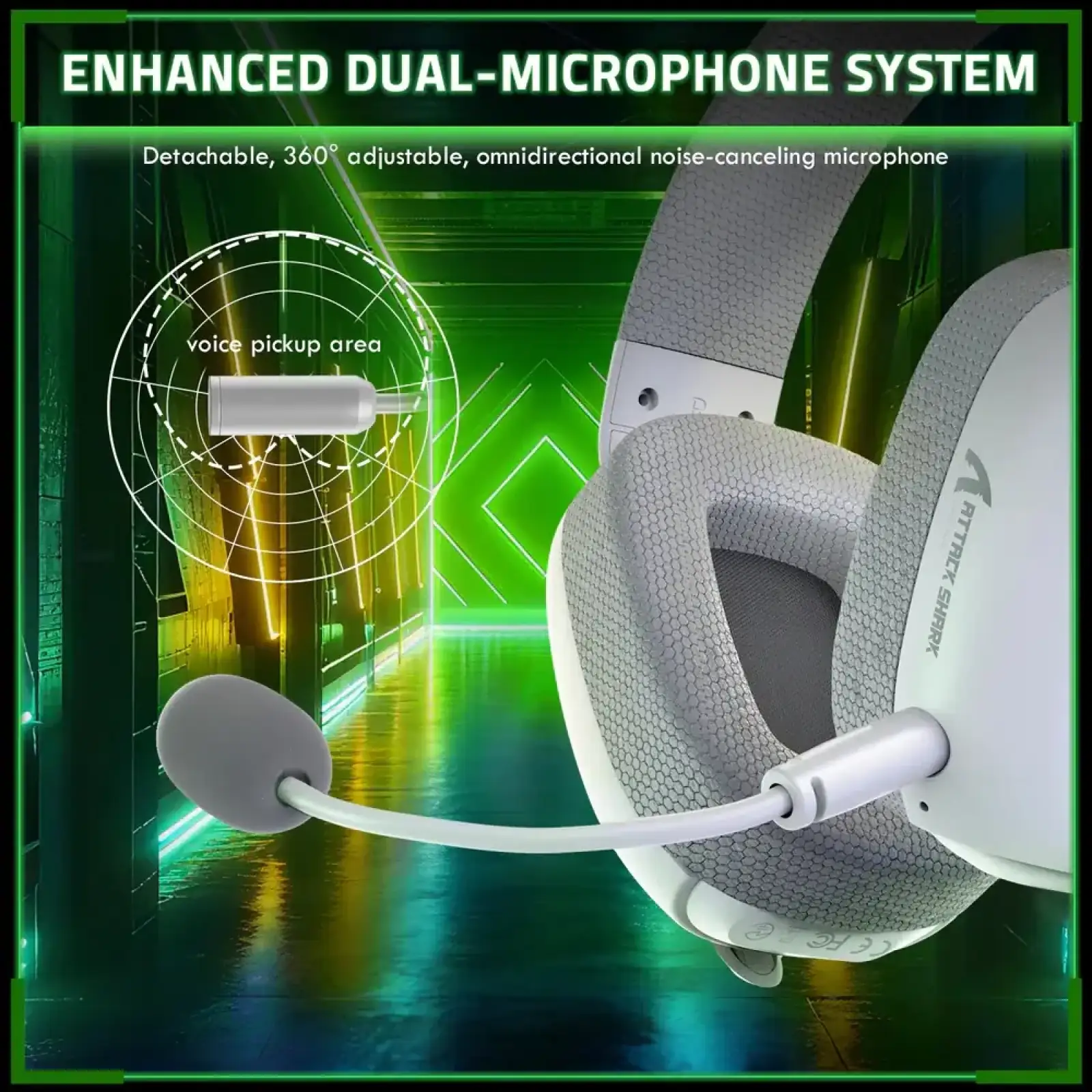 Ігрова гарнітура Attack Shark L80PRO Wireless, 2.4GHz/Bluetooth/3.5mm White (L80PROW_AS) UA