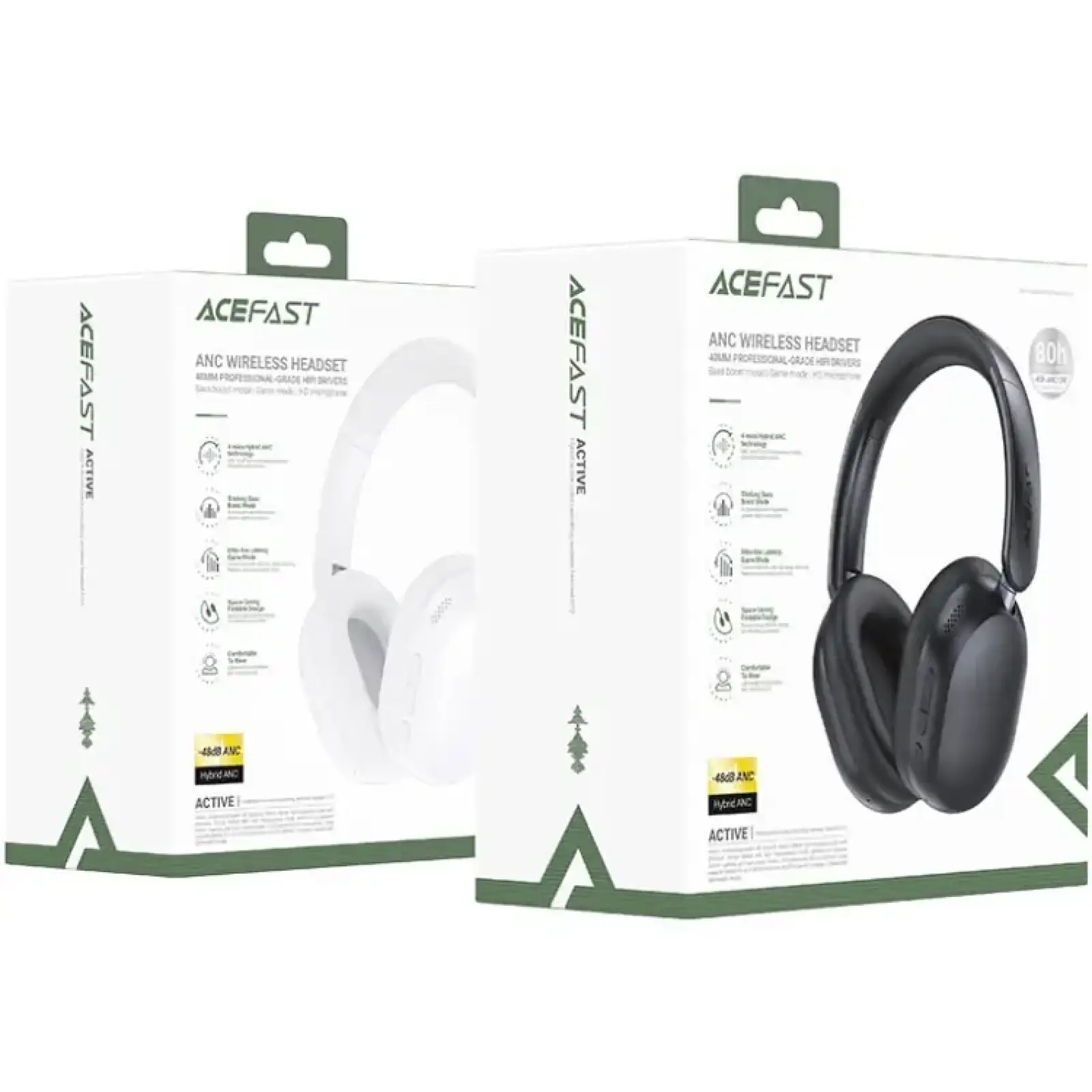 Гарнітура Acefast H12 Hybrid ANC, Bluetooth, White (6974316285731) UA