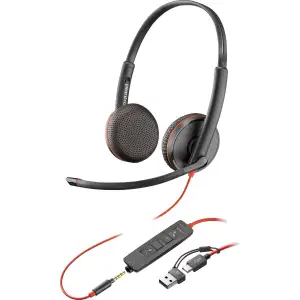 Гарнітура Poly BlackWire C3225 USB-C HS Stereo +3.5mm Plug +USB-C/A Adapter (Bulk) (8X229A6) UA