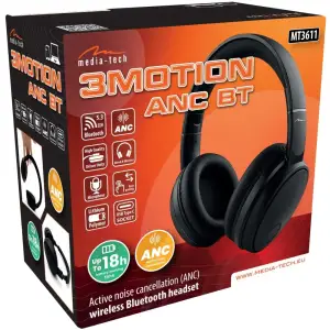 Гарнітура Media-Tech 3MOTION ANC BT MT3611 Bluetooth+3,5мм, Black UA