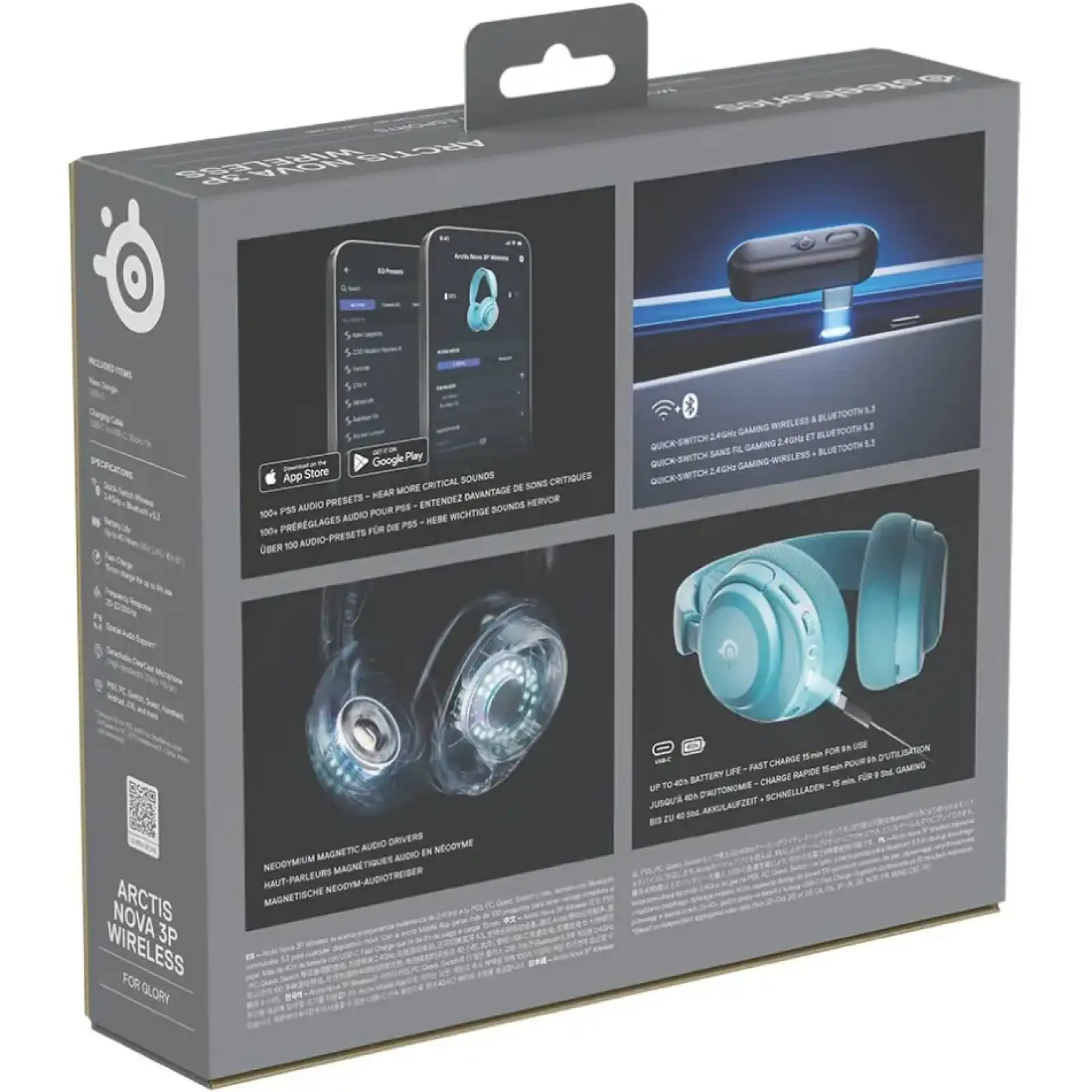 Ігрова гарнітура SteelSeries Arctis Nova 3P Wireless MultiPlatform Aqua (61688) UA