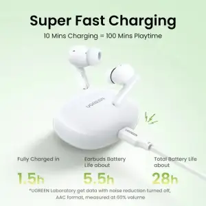 Навушники TWS UGREEN HiTune T3C Earbuds (WS207) Білі (45110) UA