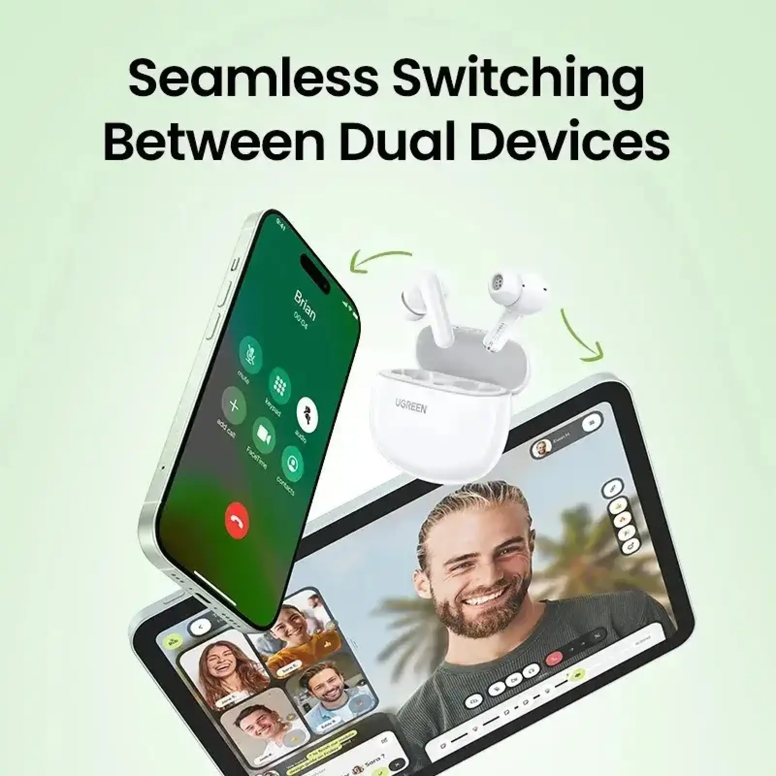 Навушники TWS UGREEN HiTune T3C Earbuds (WS207) Білі (45110) UA