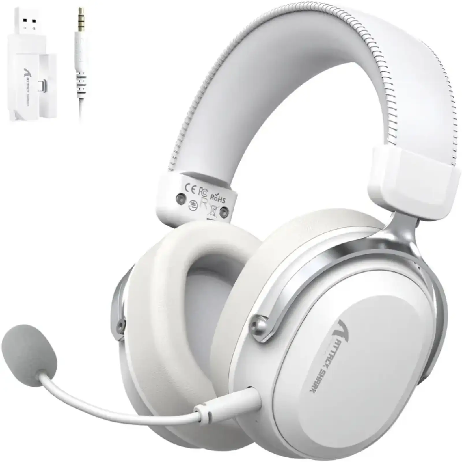 Ігрова гарнітура Attack Shark L30PRO Wireless, 2.4GHz/Bluetooth/3.5mm AUX/AUX-to-Type-C, White (L30PROW_AS) UA