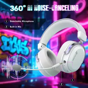 Ігрова гарнітура Attack Shark L30PRO Wireless, 2.4GHz/Bluetooth/3.5mm AUX/AUX-to-Type-C, White (L30PROW_AS) UA