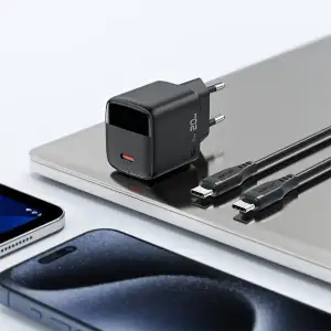 Зарядний пристрій 1xUSB-C 20W Gan A113 Fast Charger with digital display black Acefast (6974316284413) UA