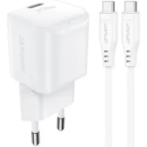 Зарядний пристрій 1xUSB-C 30W Gan A77 mini + USB-C cable Fast Charger White Acefast (6974316282853) UA