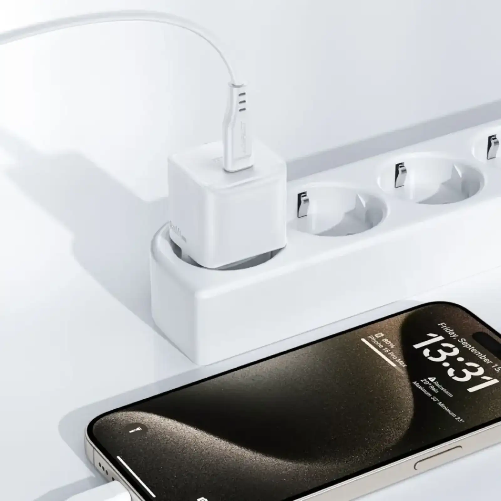 Зарядний пристрій 1xUSB-C 30W Gan A77 mini + USB-C cable Fast Charger White Acefast (6974316282853) UA