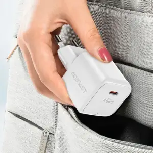 Зарядний пристрій 1xUSB-C 30W Gan A77 mini + USB-C cable Fast Charger White Acefast (6974316282853) UA