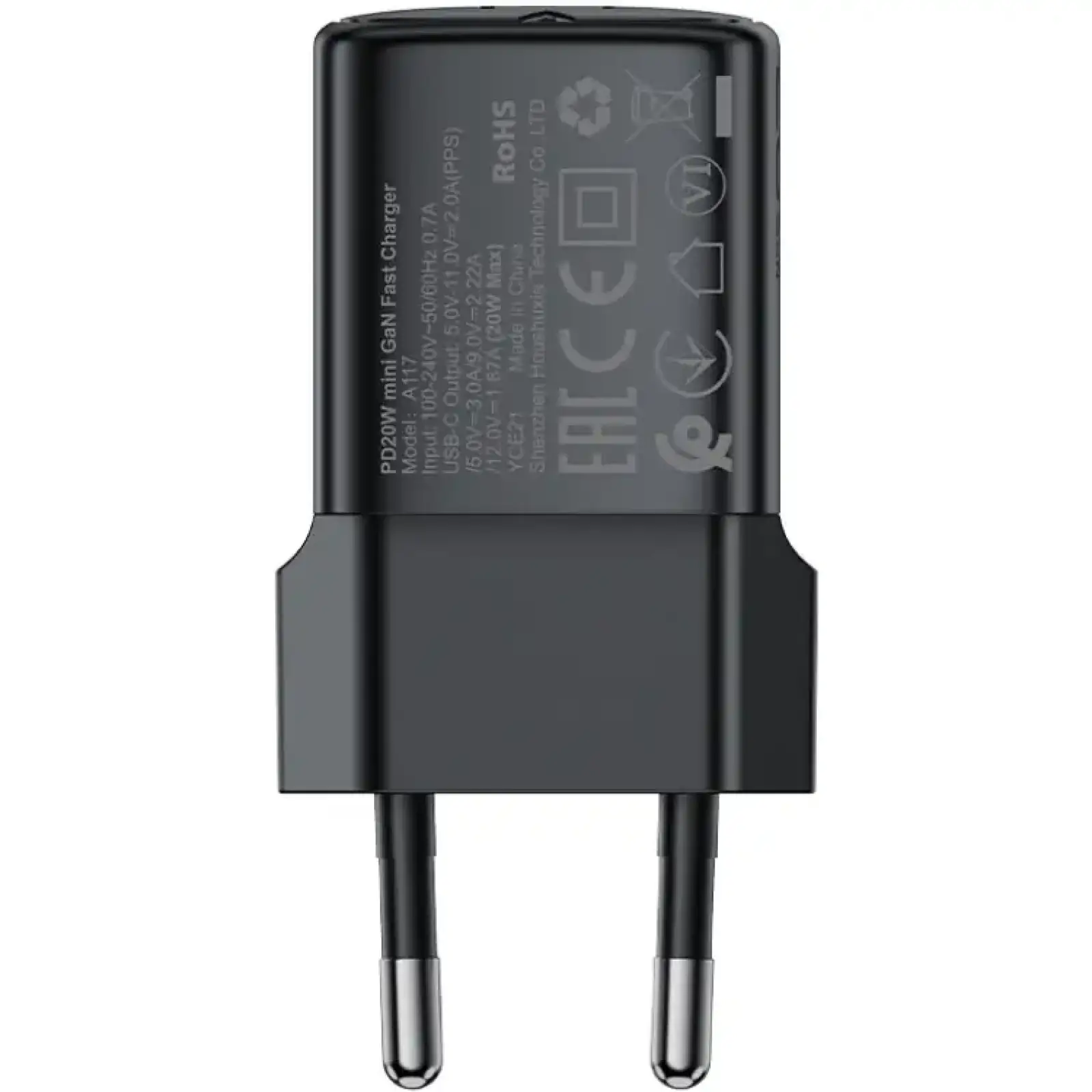 Зарядний пристрій 1xUSB-C 20W Gan A117 mini Fast Charger Black Acefast (6974316284987) UA