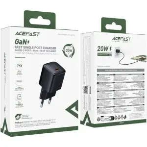 Зарядний пристрій 1xUSB-C 20W Gan A117 mini Fast Charger Black Acefast (6974316284987) UA