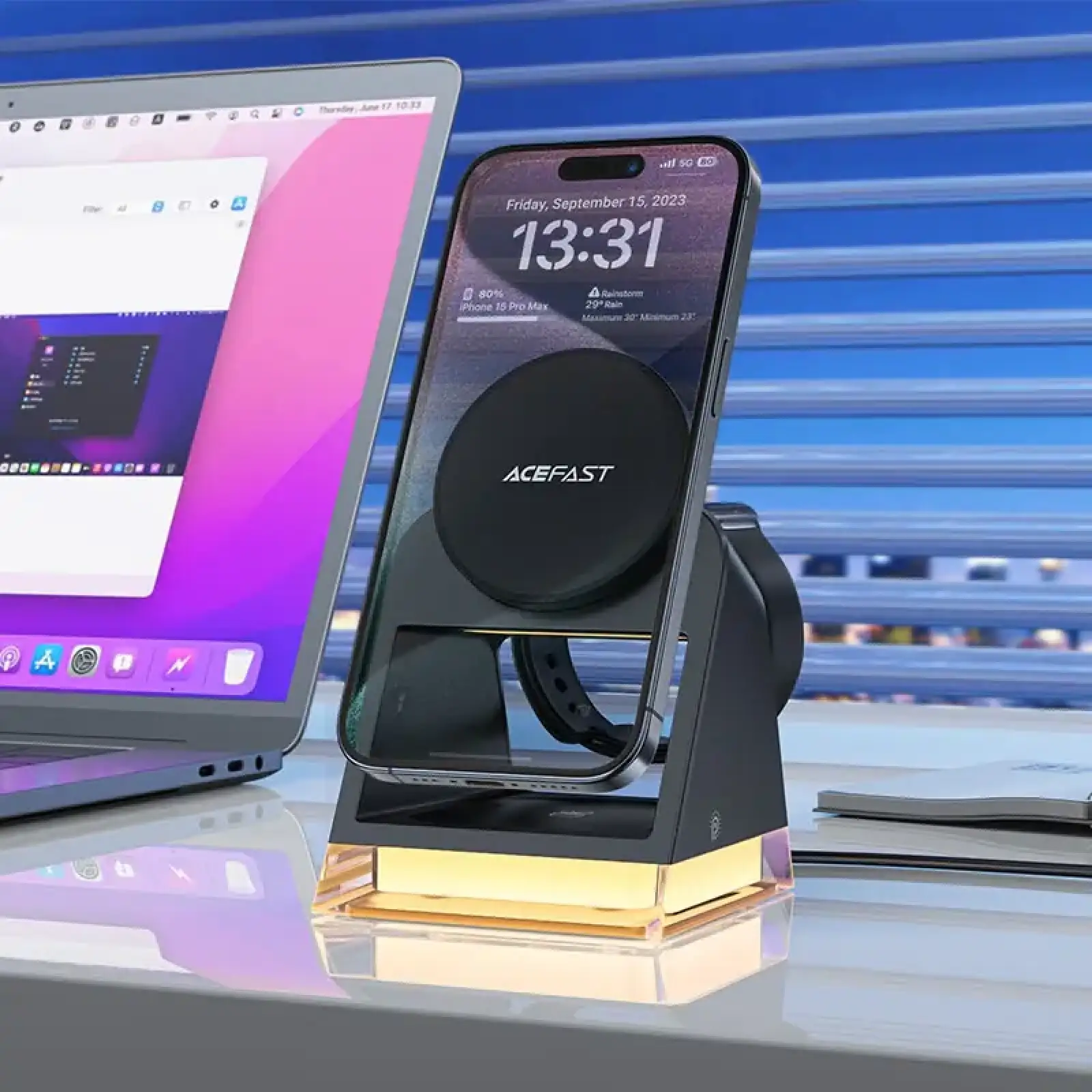 Зарядний пристрій Wireless QI 3in1 15W E17 Acefast (6974316282815) UA