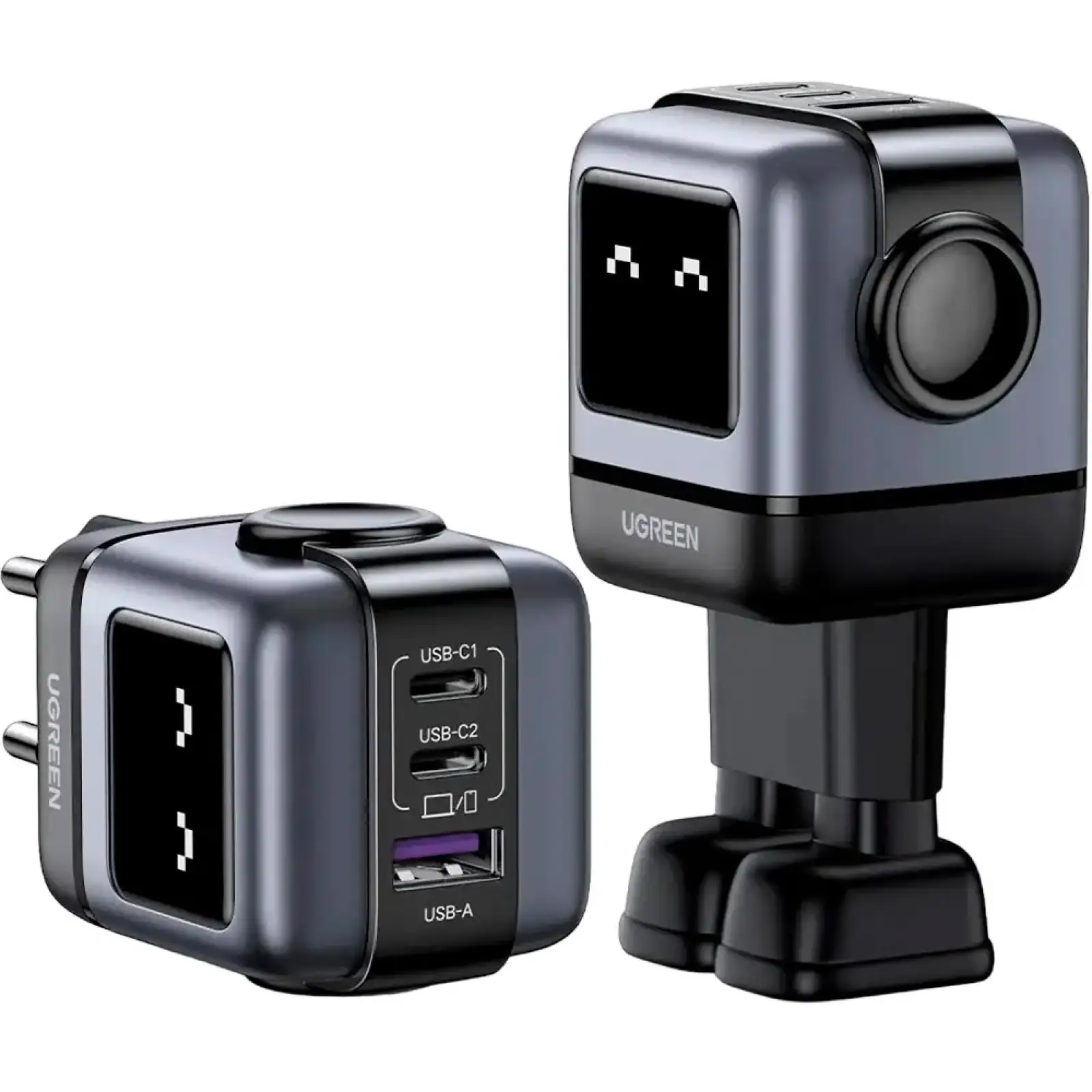 Зарядний пристрій 3xUSB 65W (2xUSB-C+USB-A) Gan Robot tech Fast Charger Сірий CD361 Ugreen (25685B) UA