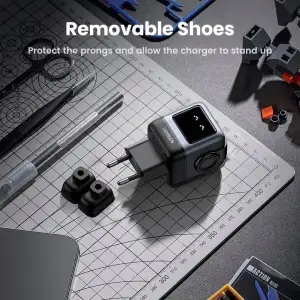 Зарядний пристрій 3xUSB 65W (2xUSB-C+USB-A) Gan Robot tech Fast Charger Сірий CD361 Ugreen (25685B) UA