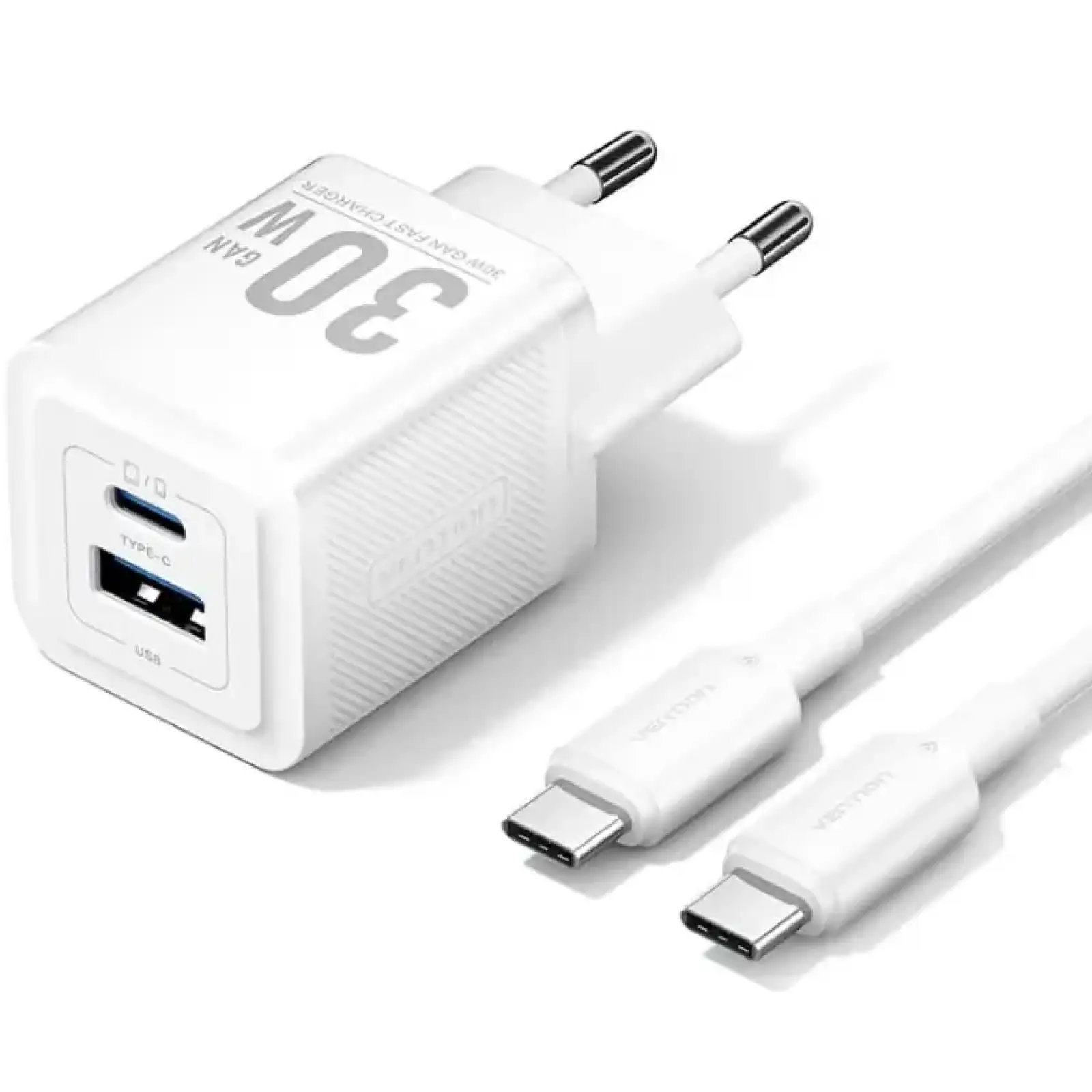 Зарядний пристрій 2xUSB 30W (USB-A/USB-C) + USB-C cable М-М White Vention (TZ-FEQW0-EU-01) UA