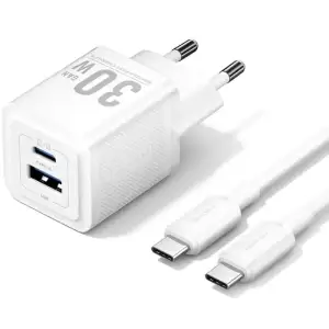 Зарядний пристрій 2xUSB 30W (USB-A/USB-C) + USB-C cable М-М White Vention (TZ-FEQW0-EU-01) UA