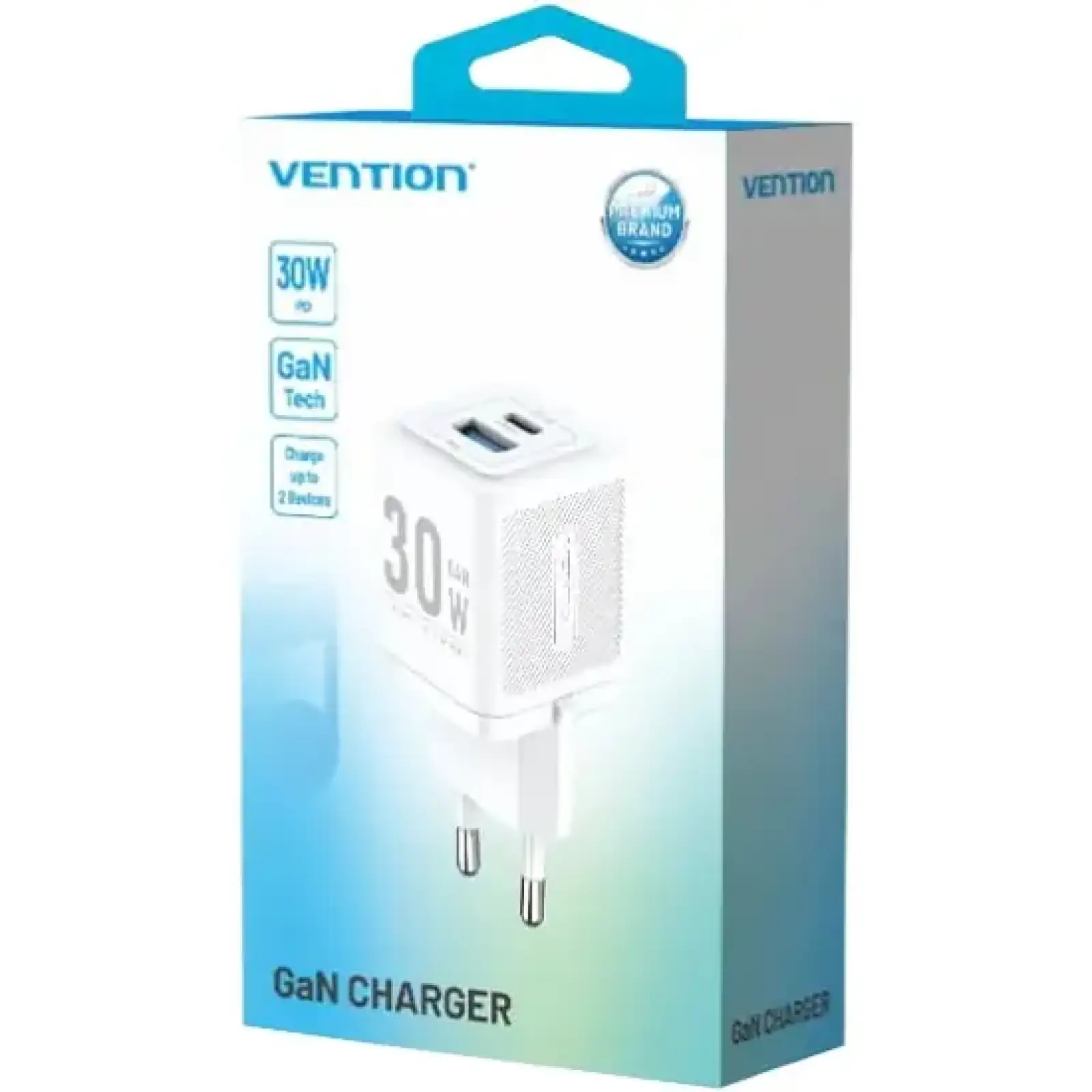 Зарядний пристрій 2xUSB 30W (USB-A/USB-C) + USB-C cable М-М White Vention (TZ-FEQW0-EU-01) UA