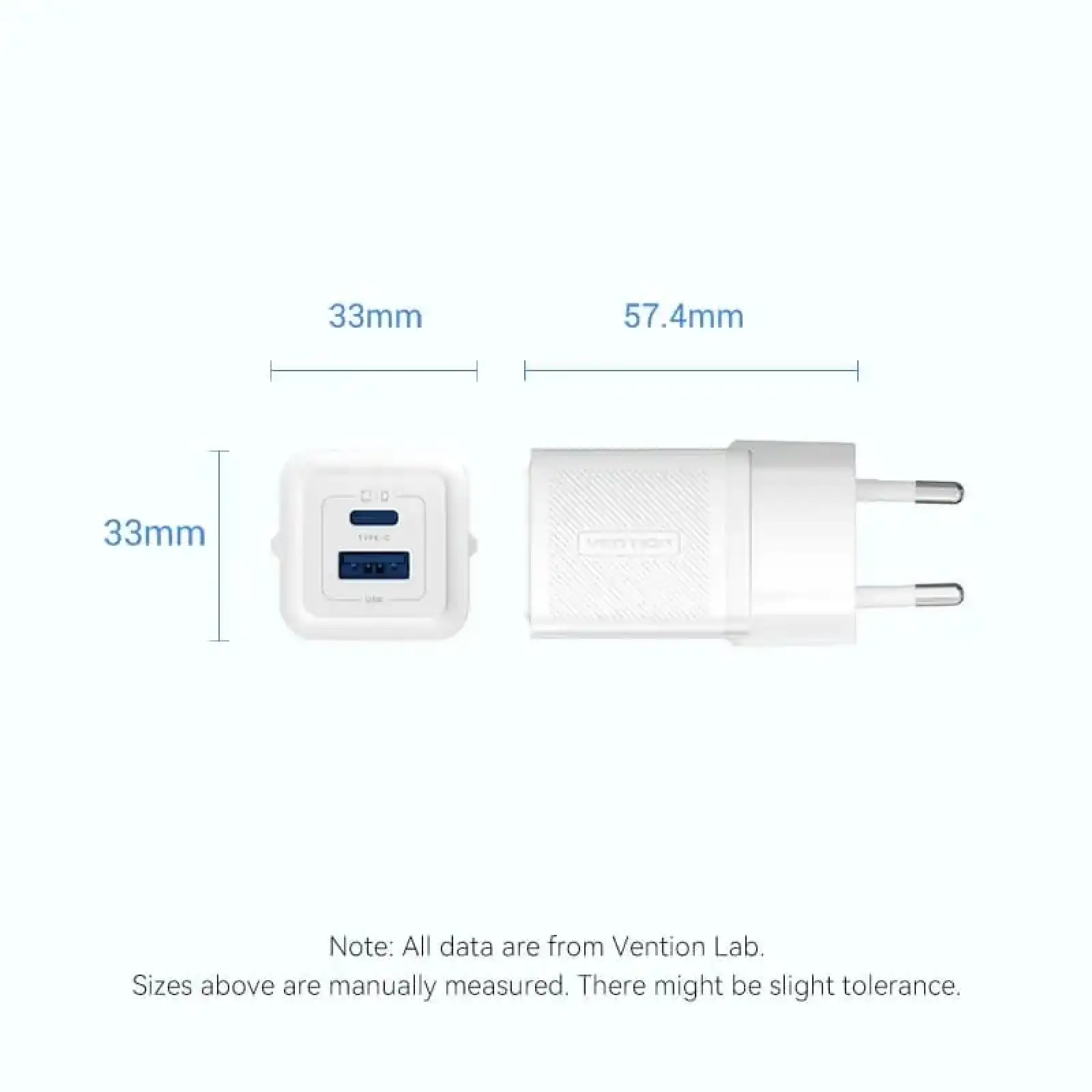 Зарядний пристрій 2xUSB 30W (USB-A/USB-C) + USB-C cable М-М White Vention (TZ-FEQW0-EU-01) UA