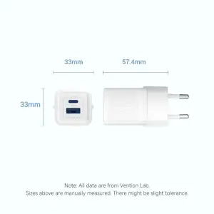 Зарядний пристрій 2xUSB 30W (USB-A/USB-C) + USB-C cable М-М White Vention (TZ-FEQW0-EU-01) UA