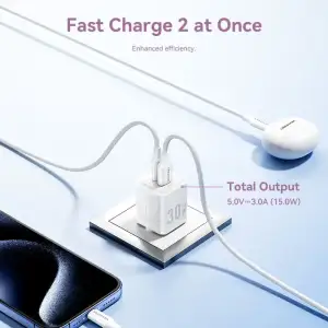 Зарядний пристрій 2xUSB 30W (USB-A/USB-C) + USB-C cable М-М White Vention (TZ-FEQW0-EU-01) UA